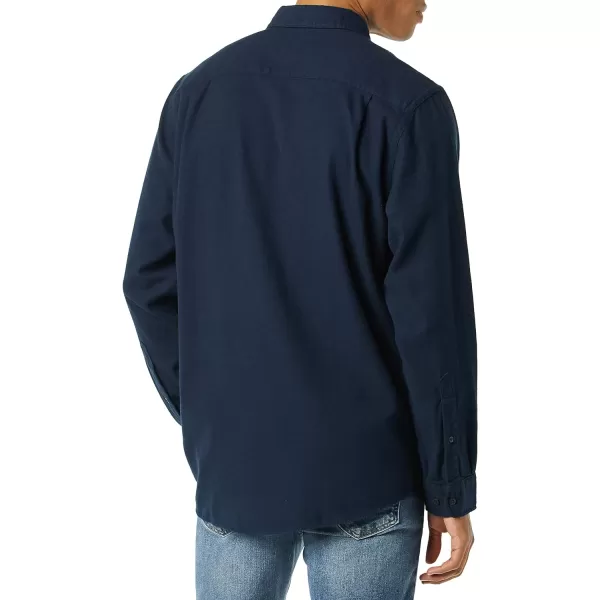 Amazon Essentials Mens RegularFit LongSleeve TwoPocket Flannel ShirtNavy