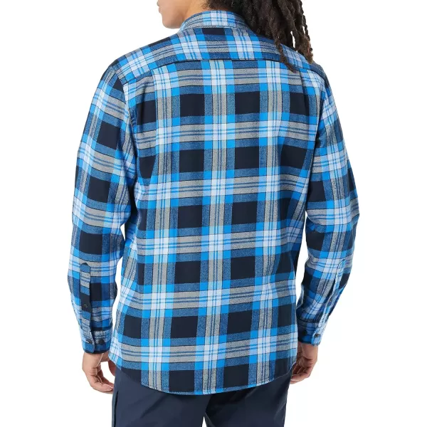 Amazon Essentials Mens RegularFit LongSleeve TwoPocket Flannel ShirtNavyBlue TartanPlaid