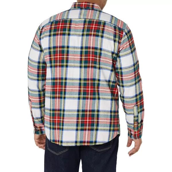 Amazon Essentials Mens RegularFit LongSleeve TwoPocket Flannel ShirtRed White Tartan Plaid