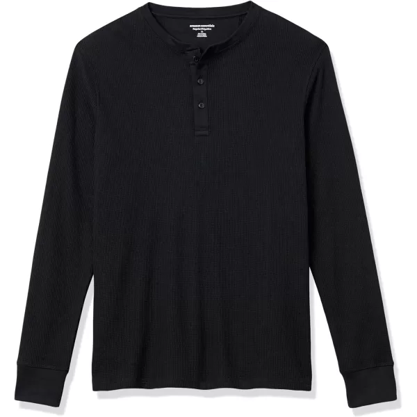 Amazon Essentials Mens RegularFit LongSleeve Waffle Henley ShirtBlack