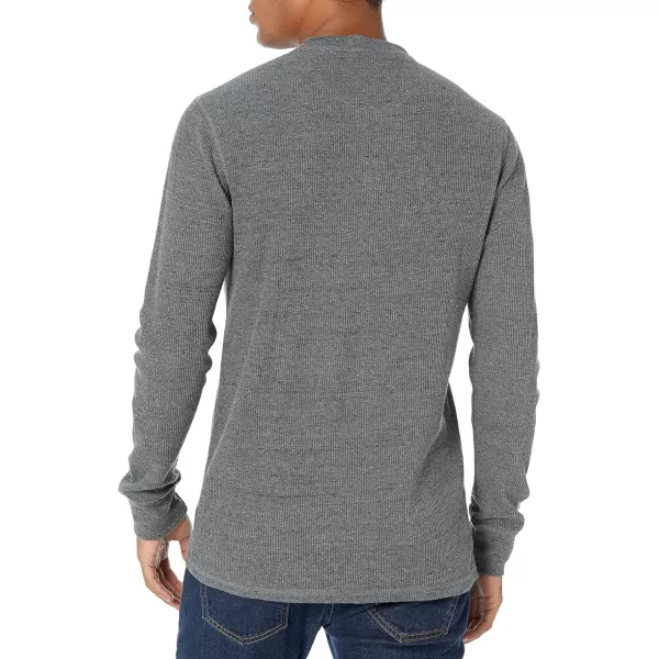 Amazon Essentials Mens RegularFit LongSleeve Waffle Henley ShirtCharcoal