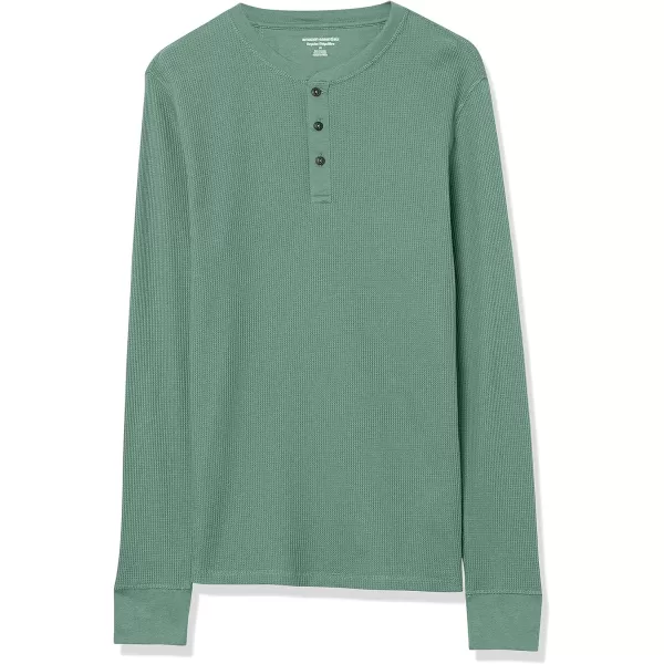 Amazon Essentials Mens RegularFit LongSleeve Waffle Henley ShirtGreen