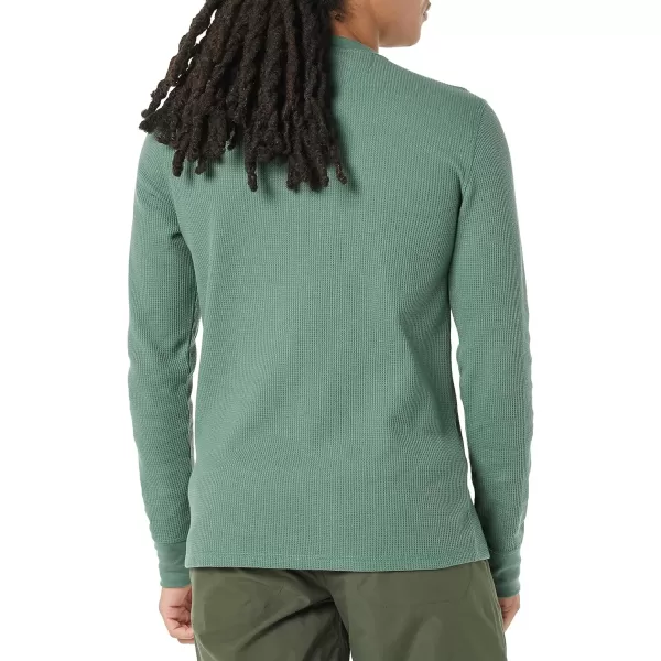 Amazon Essentials Mens RegularFit LongSleeve Waffle Henley ShirtGreen