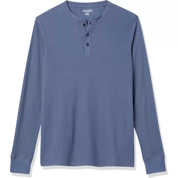 Amazon Essentials Mens RegularFit LongSleeve Waffle Henley ShirtIndigo