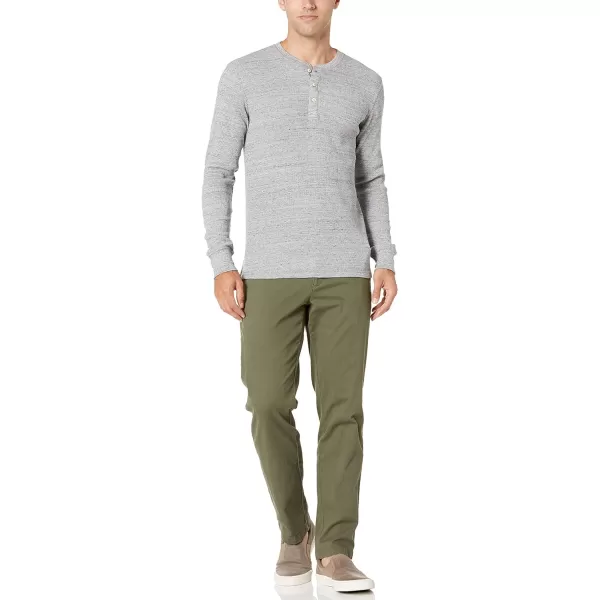 Amazon Essentials Mens RegularFit LongSleeve Waffle Henley ShirtLight Grey Heather