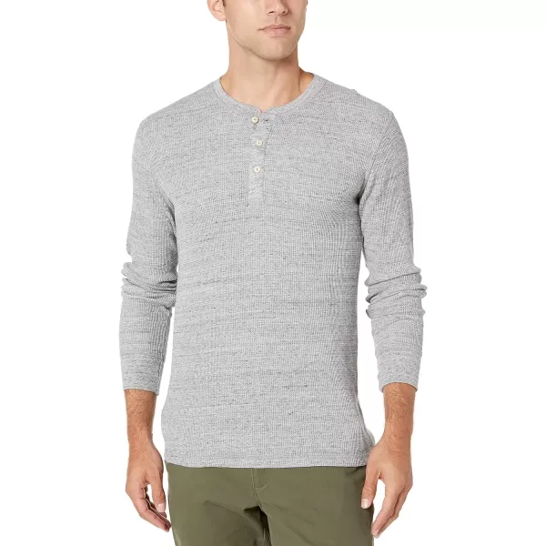 Amazon Essentials Mens RegularFit LongSleeve Waffle Henley ShirtLight Grey Heather