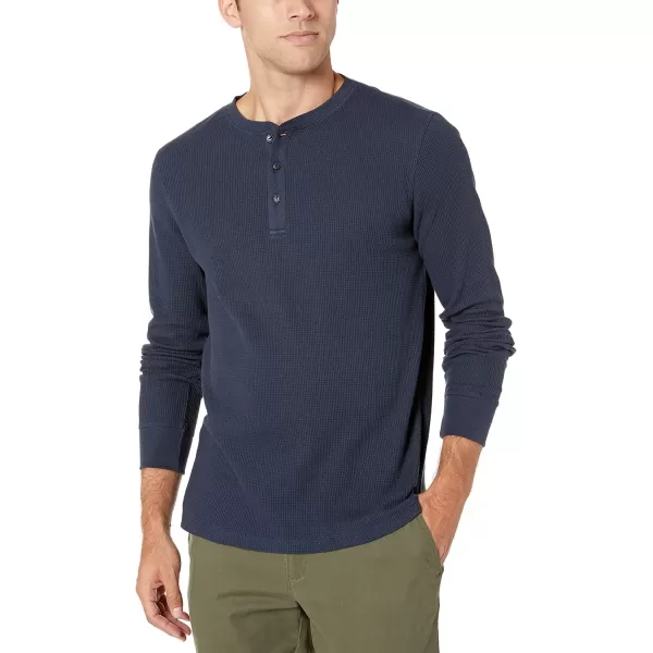 Amazon Essentials Mens RegularFit LongSleeve Waffle Henley ShirtNavy