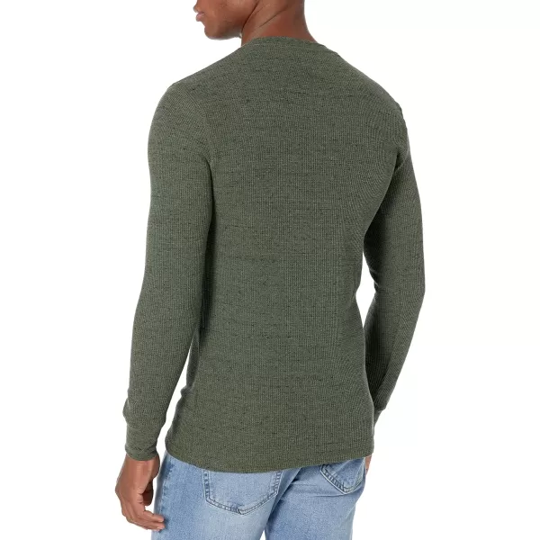 Amazon Essentials Mens RegularFit LongSleeve Waffle Henley ShirtOlive Heather