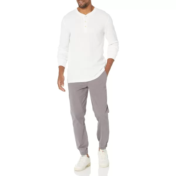 Amazon Essentials Mens RegularFit LongSleeve Waffle Henley ShirtWhite