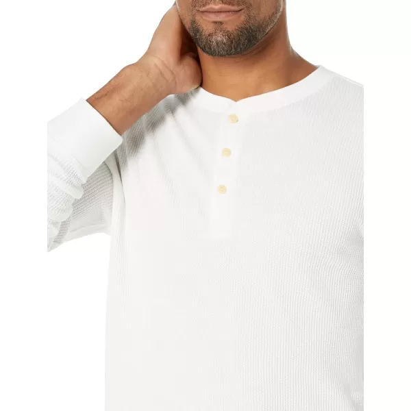 Amazon Essentials Mens RegularFit LongSleeve Waffle Henley ShirtWhite