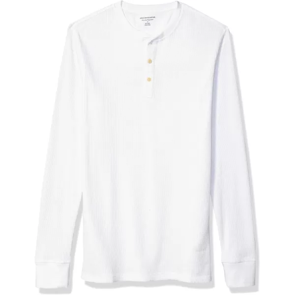 Amazon Essentials Mens RegularFit LongSleeve Waffle Henley ShirtWhite