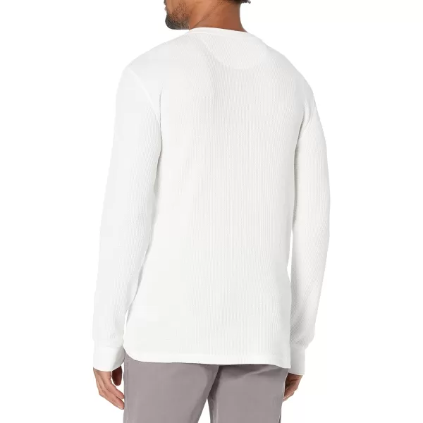 Amazon Essentials Mens RegularFit LongSleeve Waffle Henley ShirtWhite