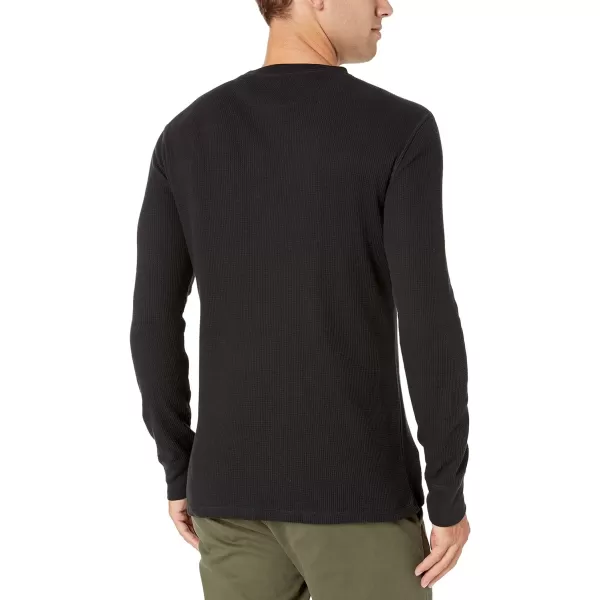 Amazon Essentials Mens RegularFit LongSleeve Waffle ShirtBlack