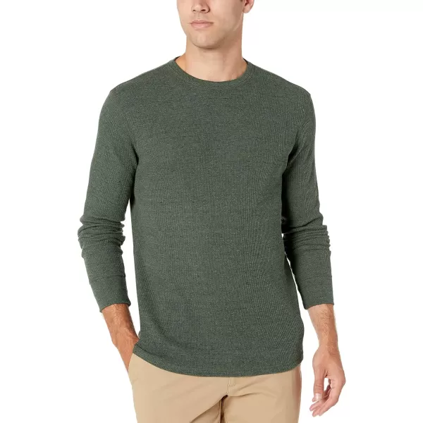 Amazon Essentials Mens RegularFit LongSleeve Waffle ShirtOlive Heather