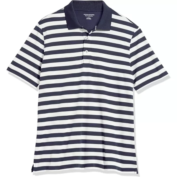 Amazon Essentials Mens RegularFit QuickDry Golf Polo Shirt Available in Big  TallNavy White Placed Stripe