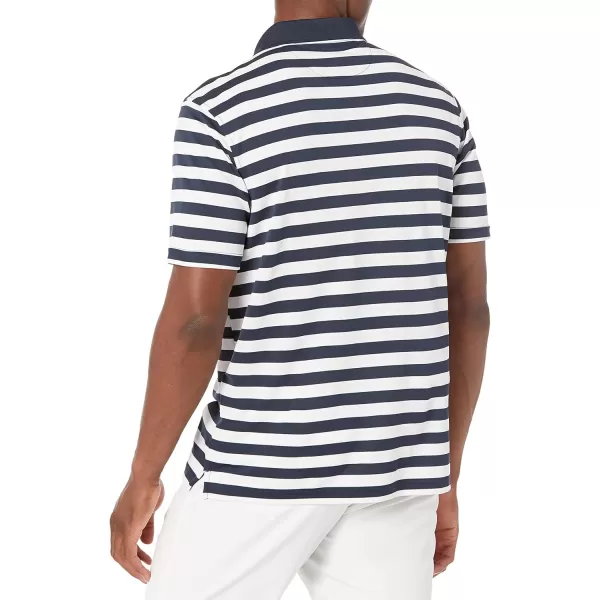 Amazon Essentials Mens RegularFit QuickDry Golf Polo Shirt Available in Big  TallNavy White Placed Stripe