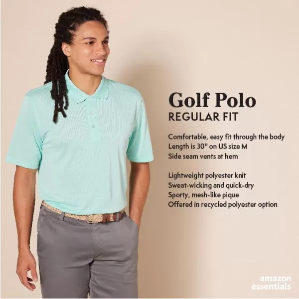 Amazon Essentials Mens RegularFit QuickDry Golf Polo Shirt Available in Big  TallNavy White Placed Stripe