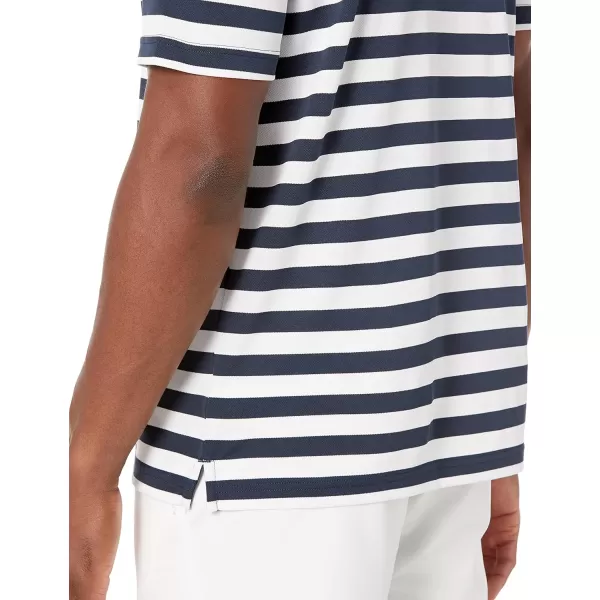 Amazon Essentials Mens RegularFit QuickDry Golf Polo Shirt Available in Big  TallNavy White Placed Stripe
