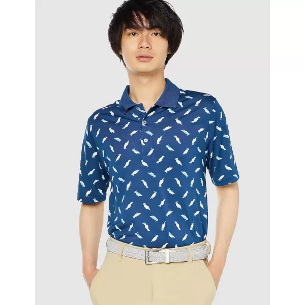 Amazon Essentials Mens RegularFit QuickDry Golf Polo Shirt Available in Big  TallTeal Blue Birds Print