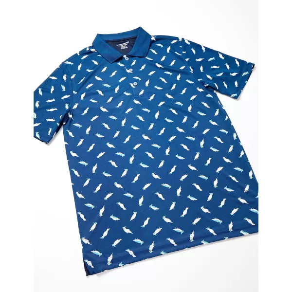 Amazon Essentials Mens RegularFit QuickDry Golf Polo Shirt Available in Big  TallTeal Blue Birds Print