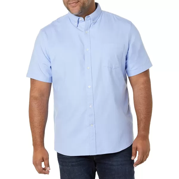 Amazon Essentials Mens RegularFit Short Sleeve Stretch Oxford Shirt with PocketPowder Blue