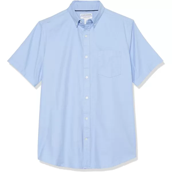 Amazon Essentials Mens RegularFit Short Sleeve Stretch Oxford Shirt with PocketPowder Blue