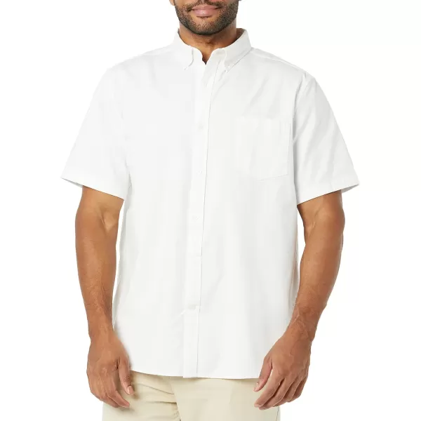 Amazon Essentials Mens RegularFit Short Sleeve Stretch Oxford Shirt with PocketWhite