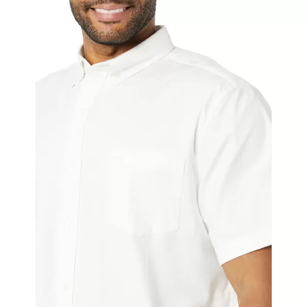 Amazon Essentials Mens RegularFit Short Sleeve Stretch Oxford Shirt with PocketWhite