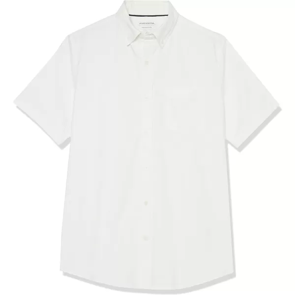 Amazon Essentials Mens RegularFit Short Sleeve Stretch Oxford Shirt with PocketWhite