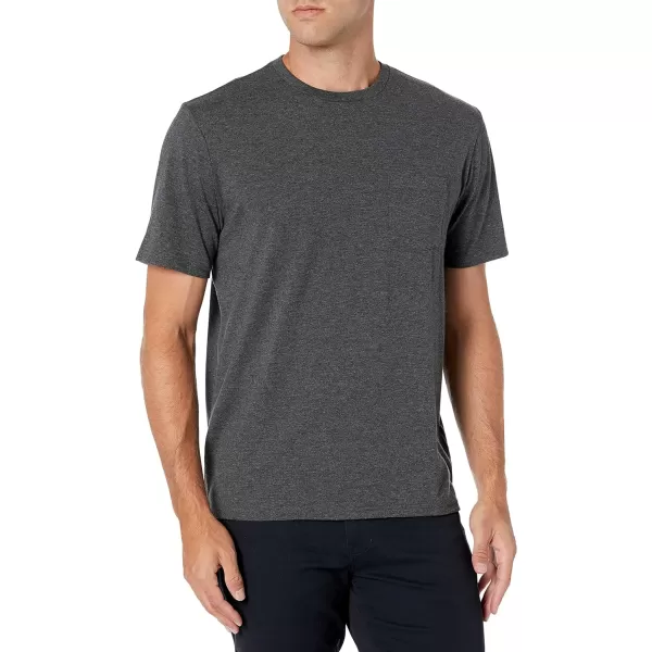 Amazon Essentials Mens RegularFit ShortSleeve Crewneck Pocket TShirt Pack of 2BlueCharcoal Heather