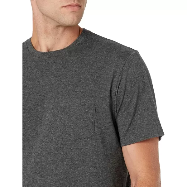 Amazon Essentials Mens RegularFit ShortSleeve Crewneck Pocket TShirt Pack of 2BlueCharcoal Heather