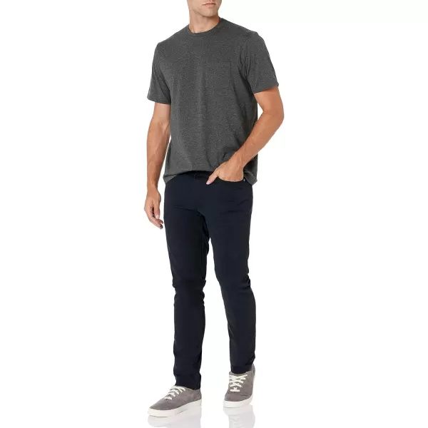 Amazon Essentials Mens RegularFit ShortSleeve Crewneck Pocket TShirt Pack of 2BlueCharcoal Heather