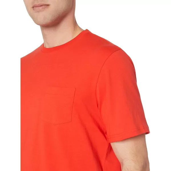 Amazon Essentials Mens RegularFit ShortSleeve Crewneck Pocket TShirt Pack of 2Bright OrangeCharcoal Heather