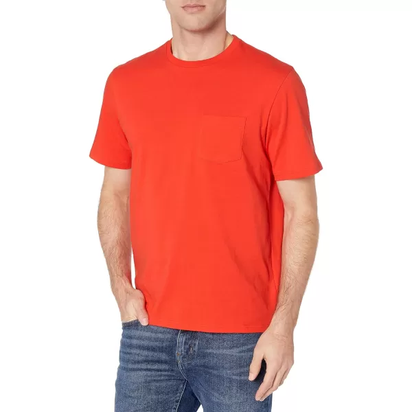 Amazon Essentials Mens RegularFit ShortSleeve Crewneck Pocket TShirt Pack of 2Bright OrangeCharcoal Heather