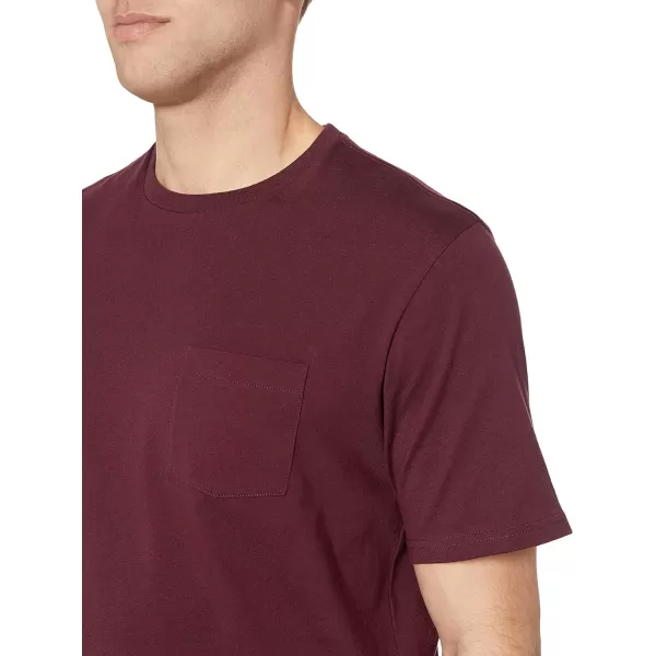 Amazon Essentials Mens RegularFit ShortSleeve Crewneck Pocket TShirt Pack of 2BurgundyBlack