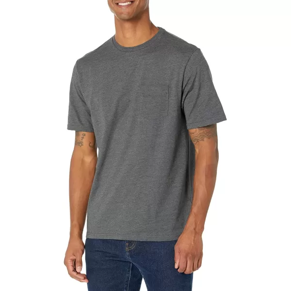 Amazon Essentials Mens RegularFit ShortSleeve Crewneck Pocket TShirt Pack of 2Charcoal Heather