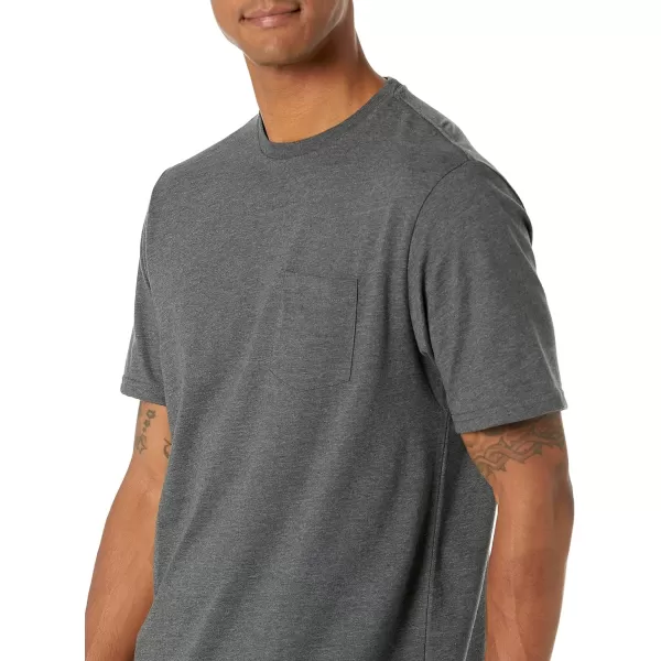 Amazon Essentials Mens RegularFit ShortSleeve Crewneck Pocket TShirt Pack of 2Charcoal Heather