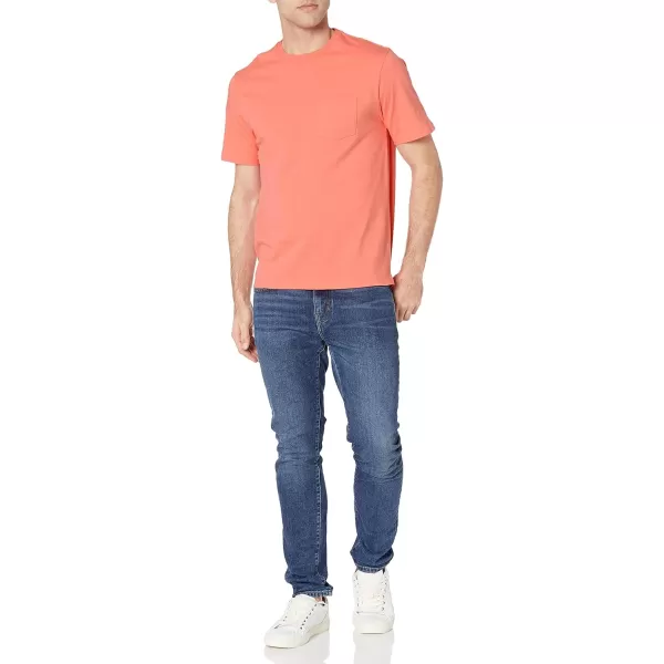 Amazon Essentials Mens RegularFit ShortSleeve Crewneck Pocket TShirt Pack of 2Coral PinkDark Navy