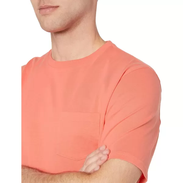 Amazon Essentials Mens RegularFit ShortSleeve Crewneck Pocket TShirt Pack of 2Coral PinkDark Navy