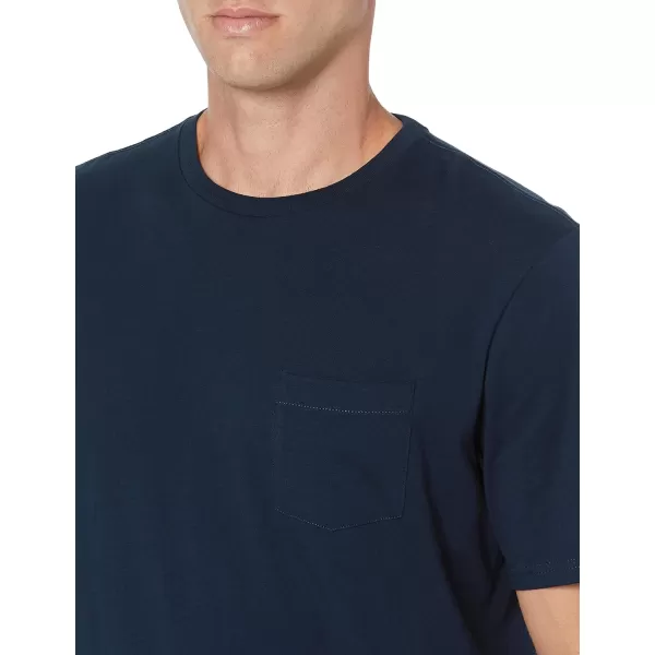 Amazon Essentials Mens RegularFit ShortSleeve Crewneck Pocket TShirt Pack of 2Dark Navy