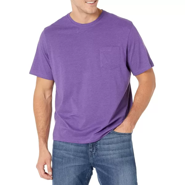 Amazon Essentials Mens RegularFit ShortSleeve Crewneck Pocket TShirt Pack of 2Purple Heather