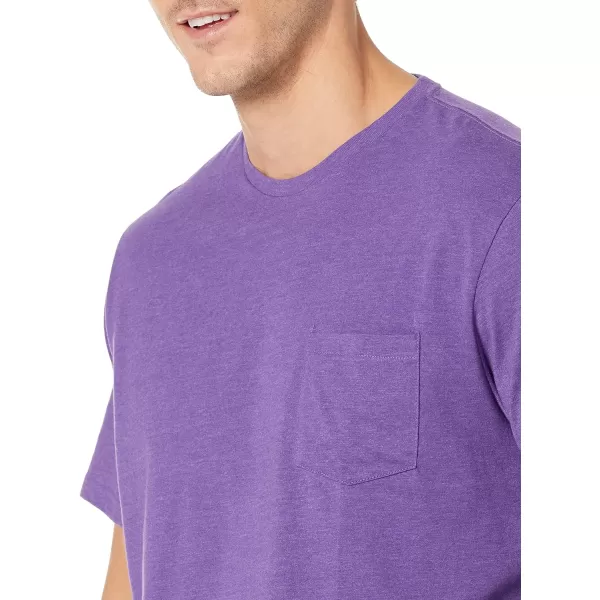 Amazon Essentials Mens RegularFit ShortSleeve Crewneck Pocket TShirt Pack of 2Purple Heather