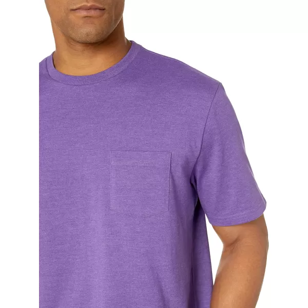 Amazon Essentials Mens RegularFit ShortSleeve Crewneck Pocket TShirt Pack of 2PurpleLight Grey Heather