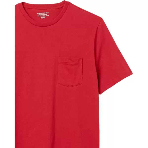 Amazon Essentials Mens RegularFit ShortSleeve Crewneck Pocket TShirt Pack of 2Red