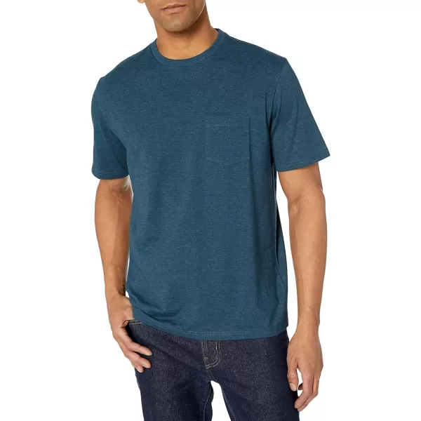 Amazon Essentials Mens RegularFit ShortSleeve Crewneck Pocket TShirt Pack of 2Teal BlueCharcoal Heather