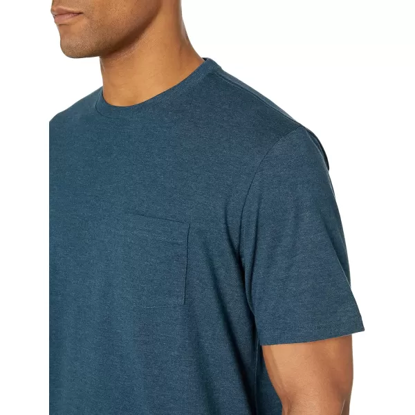 Amazon Essentials Mens RegularFit ShortSleeve Crewneck Pocket TShirt Pack of 2Teal BlueCharcoal Heather