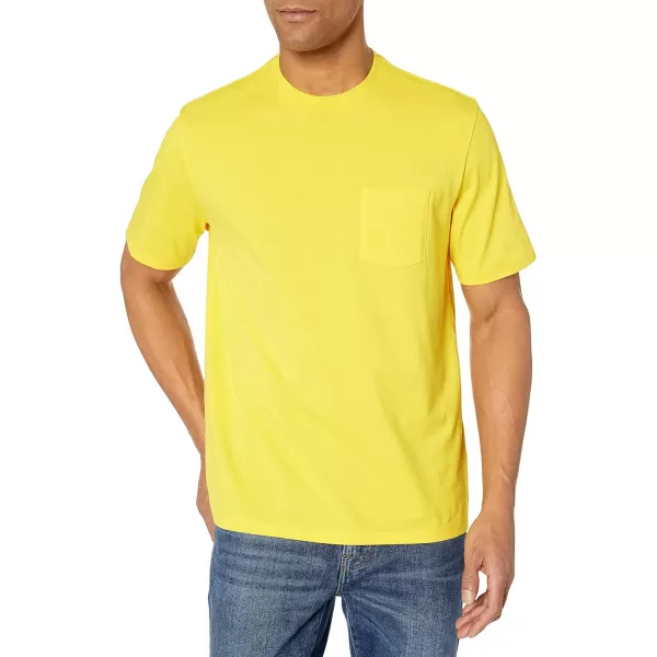 Amazon Essentials Mens RegularFit ShortSleeve Crewneck Pocket TShirt Pack of 2YellowLight Grey Heather