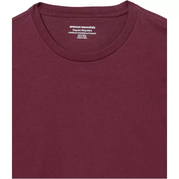 Amazon Essentials Mens RegularFit ShortSleeve Crewneck TShirt Pack of 22 Burgundy