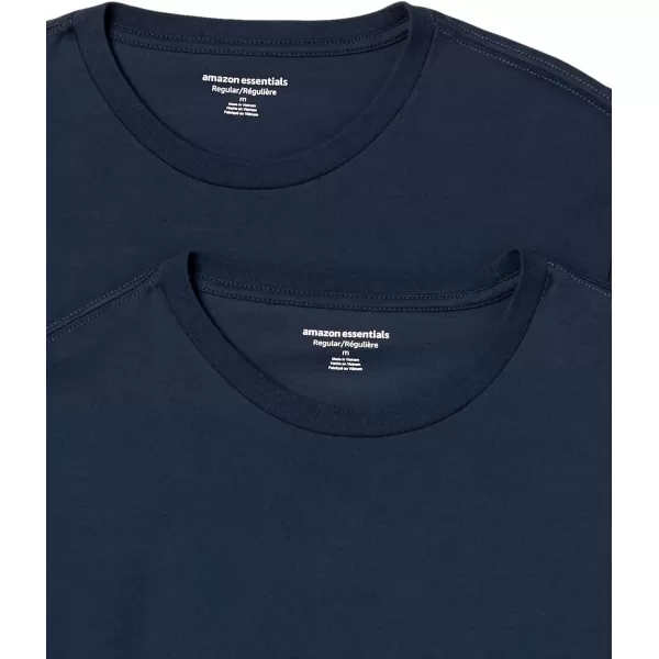 Amazon Essentials Mens RegularFit ShortSleeve Crewneck TShirt Pack of 22 Dark Navy