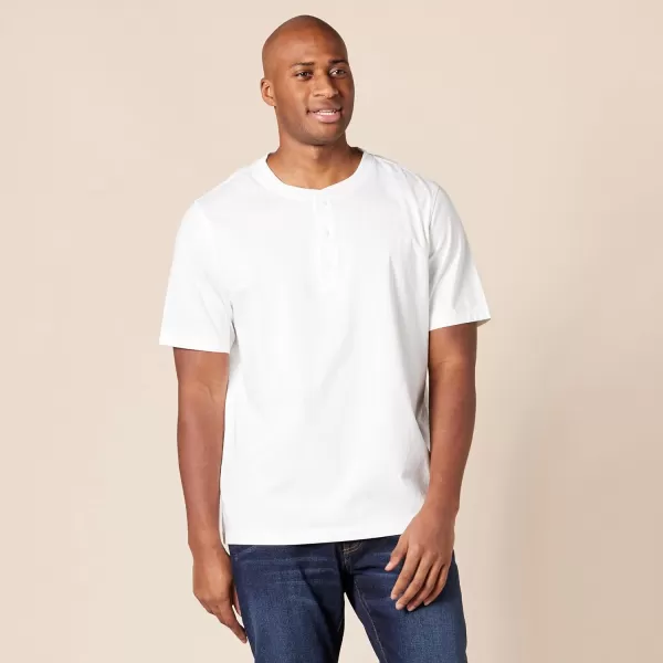 Amazon Essentials Mens RegularFit ShortSleeve Jersey Henley Pack of 2White